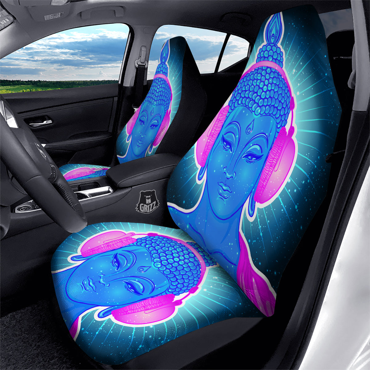 Buddha Psychedelic Print Car Seat Covers-grizzshop