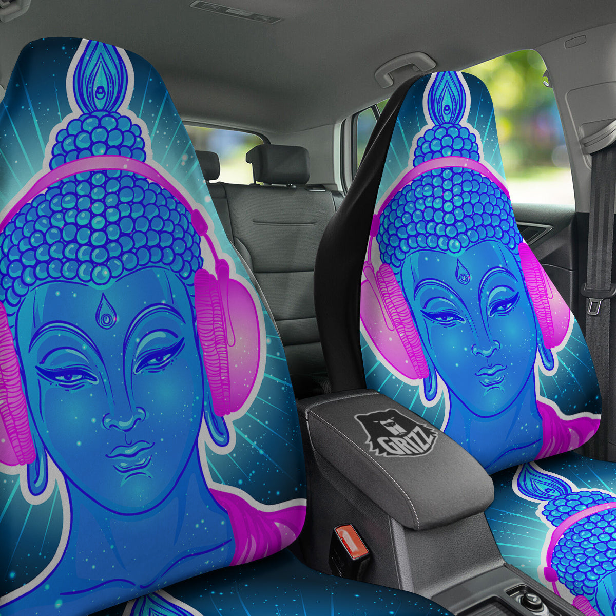 Buddha Psychedelic Print Car Seat Covers-grizzshop