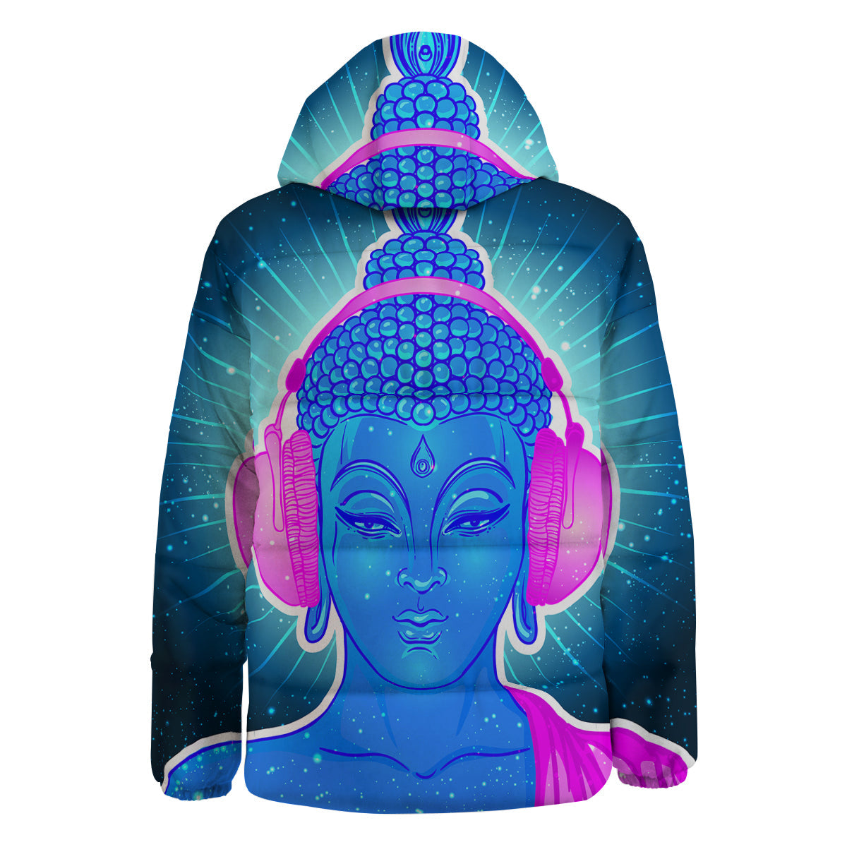 Buddha Psychedelic Print Down Jacket-grizzshop