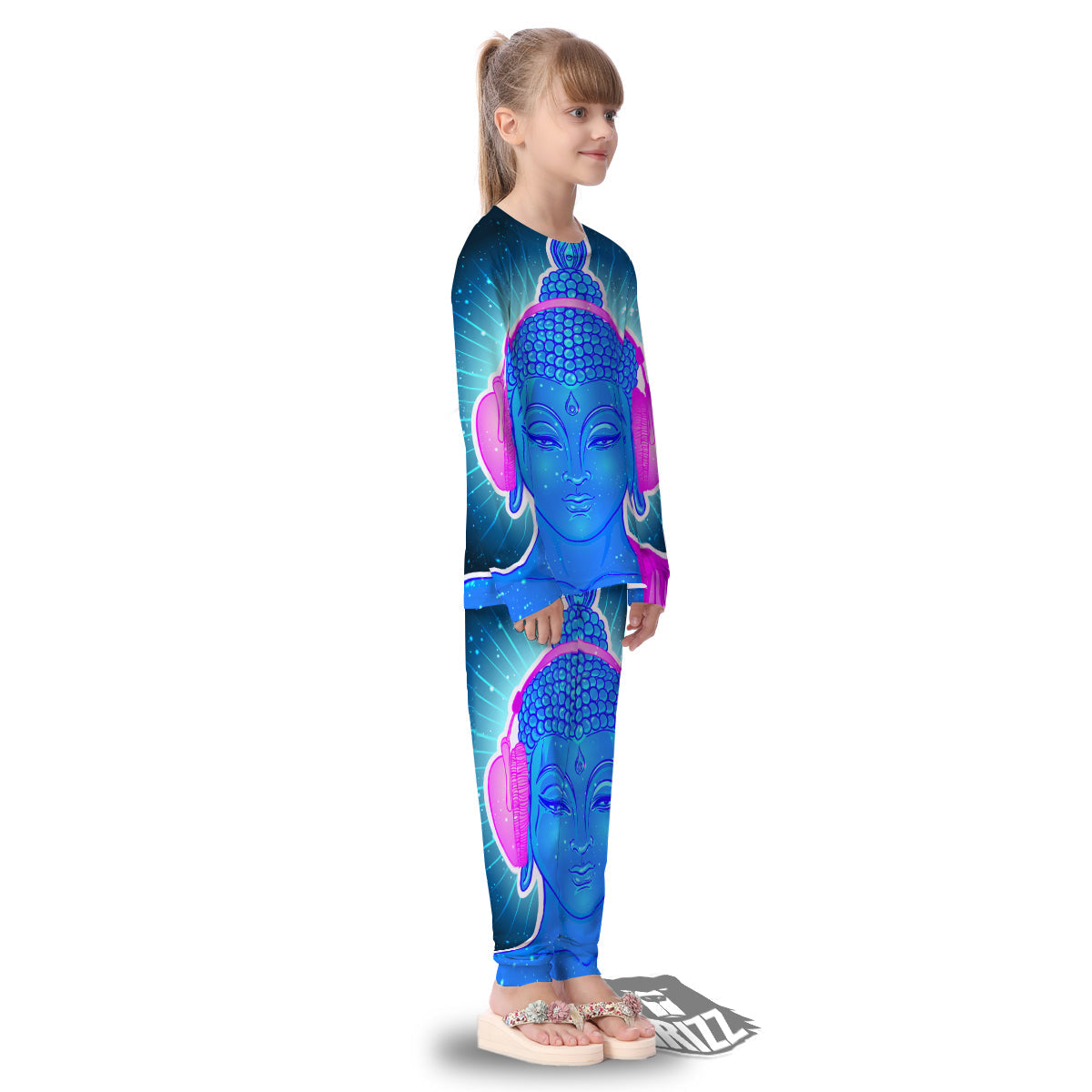 Buddha Psychedelic Print Kid's Pajamas-grizzshop