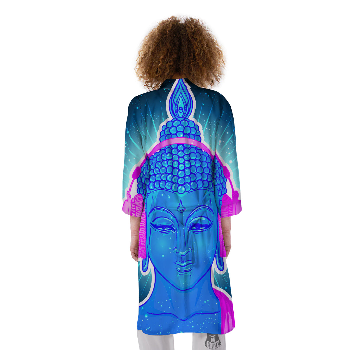 Buddha Psychedelic Print Kimono-grizzshop