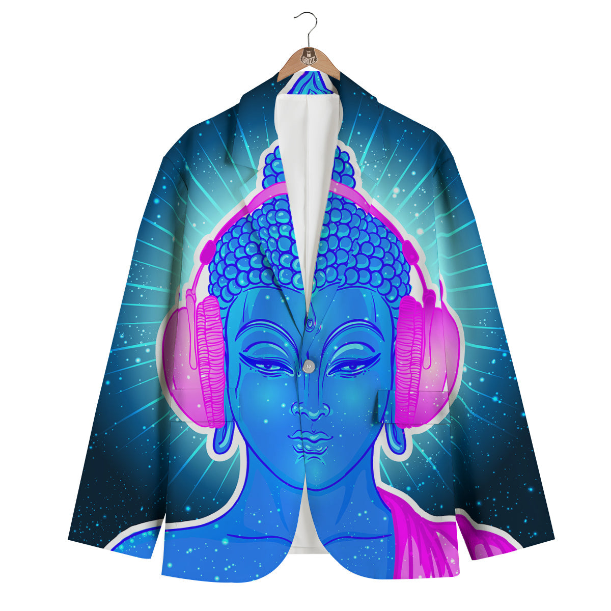 Buddha Psychedelic Print Men's Blazer-grizzshop