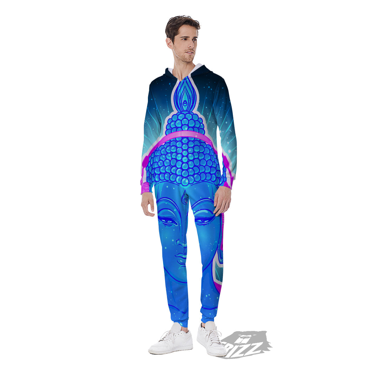 Buddha Psychedelic Print Men's Jumpsuit-grizzshop