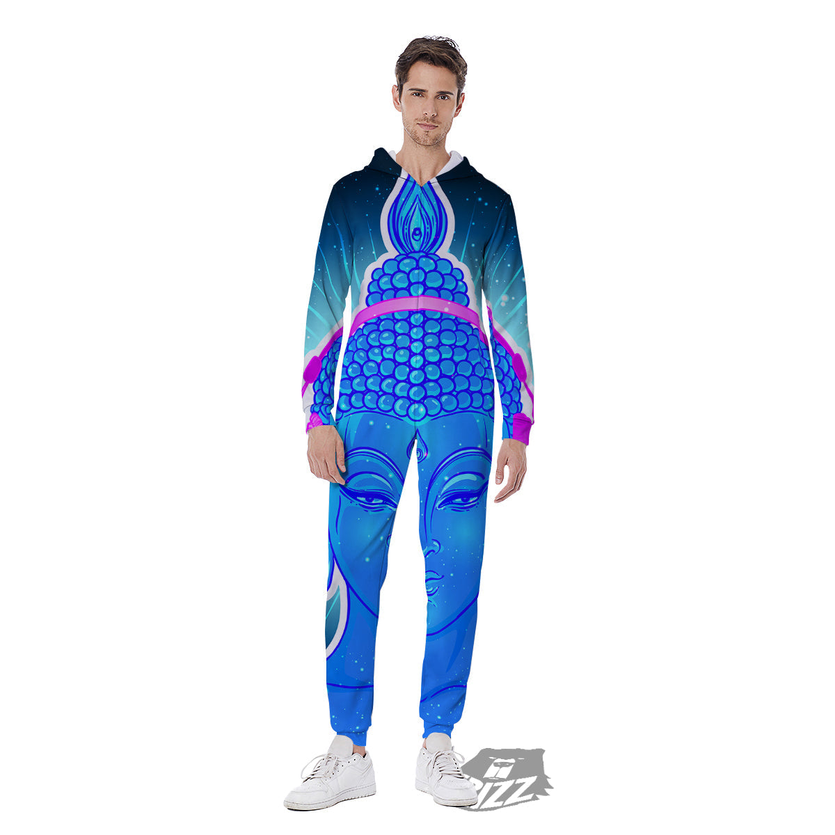 Buddha Psychedelic Print Men's Jumpsuit-grizzshop