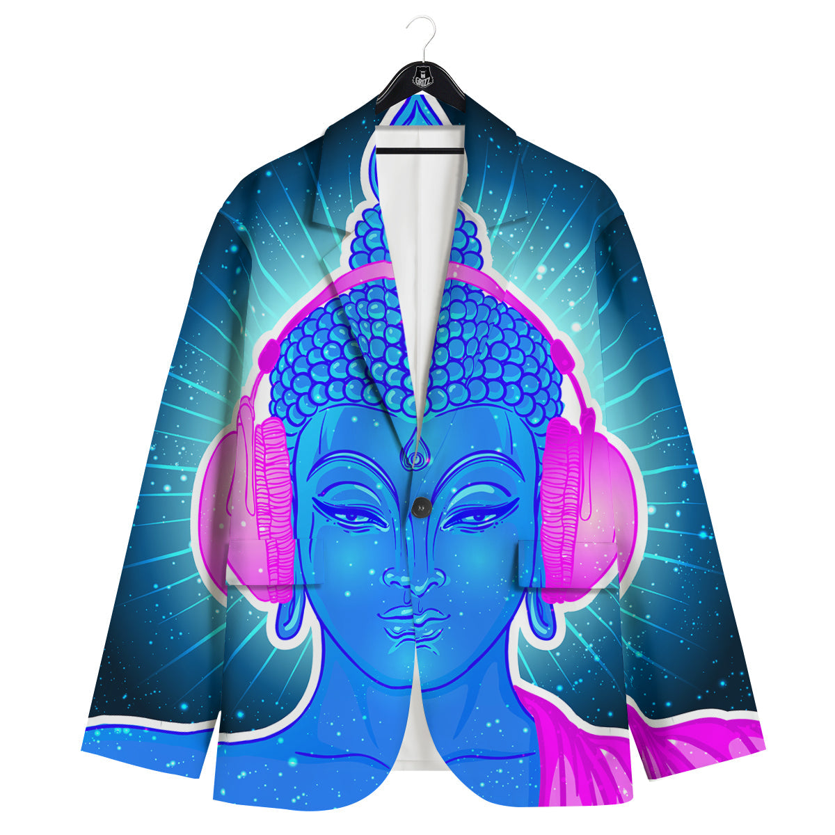Buddha Psychedelic Print Men's Sport Coat-grizzshop