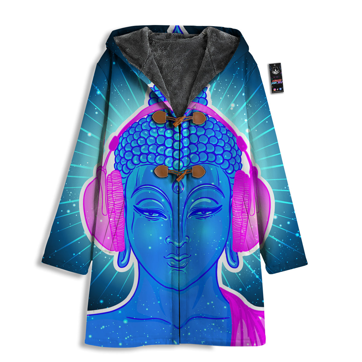Buddha Psychedelic Print Men's Windbreaker Jacket-grizzshop
