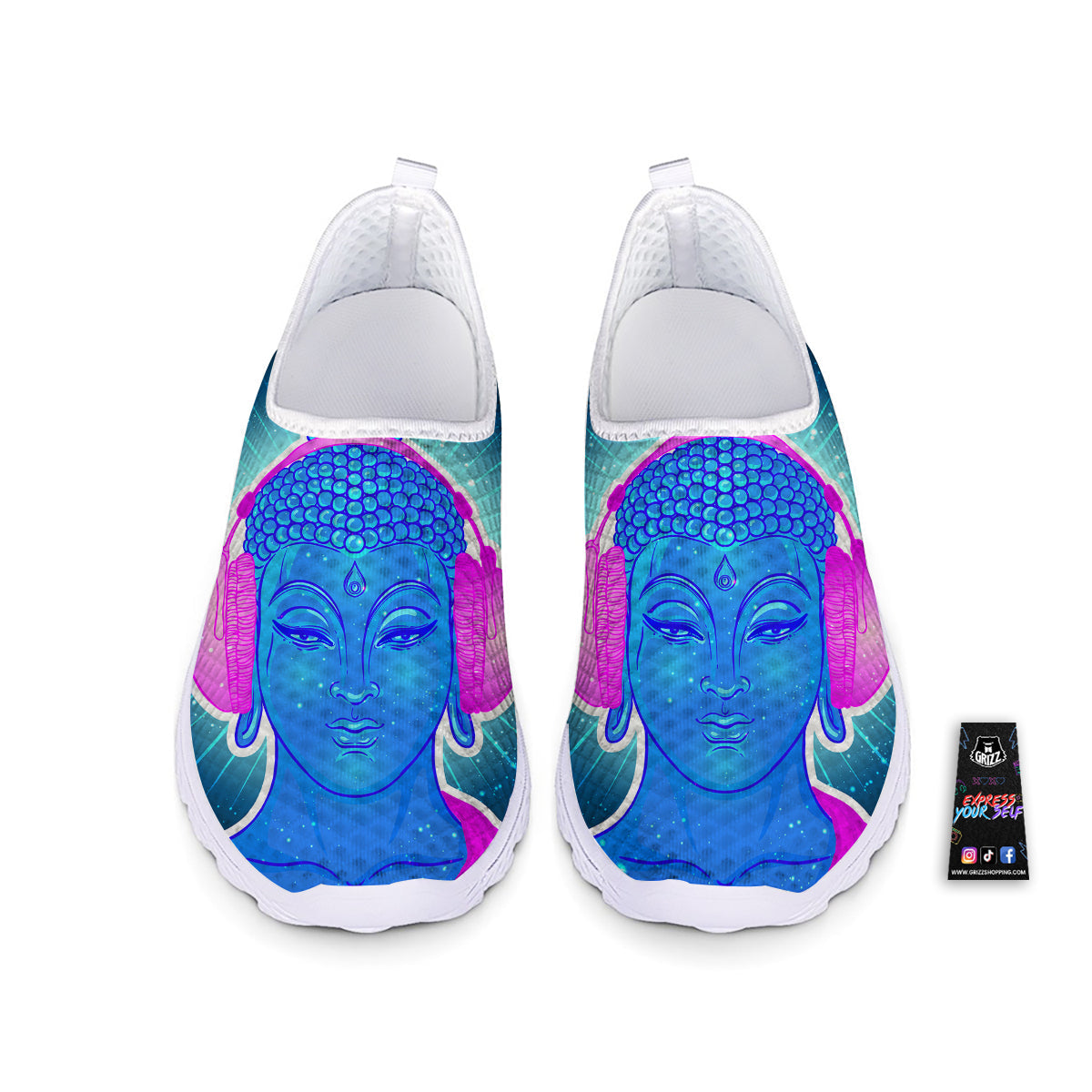 Buddha Psychedelic Print Nurse Shoes-grizzshop