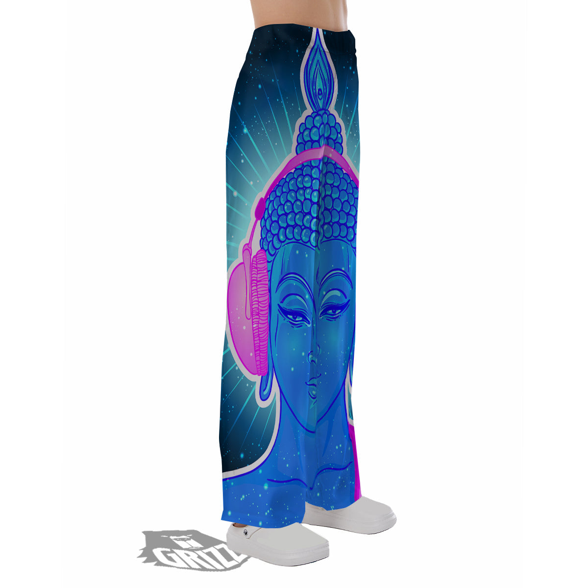 Buddha Psychedelic Print Pajama Pants-grizzshop