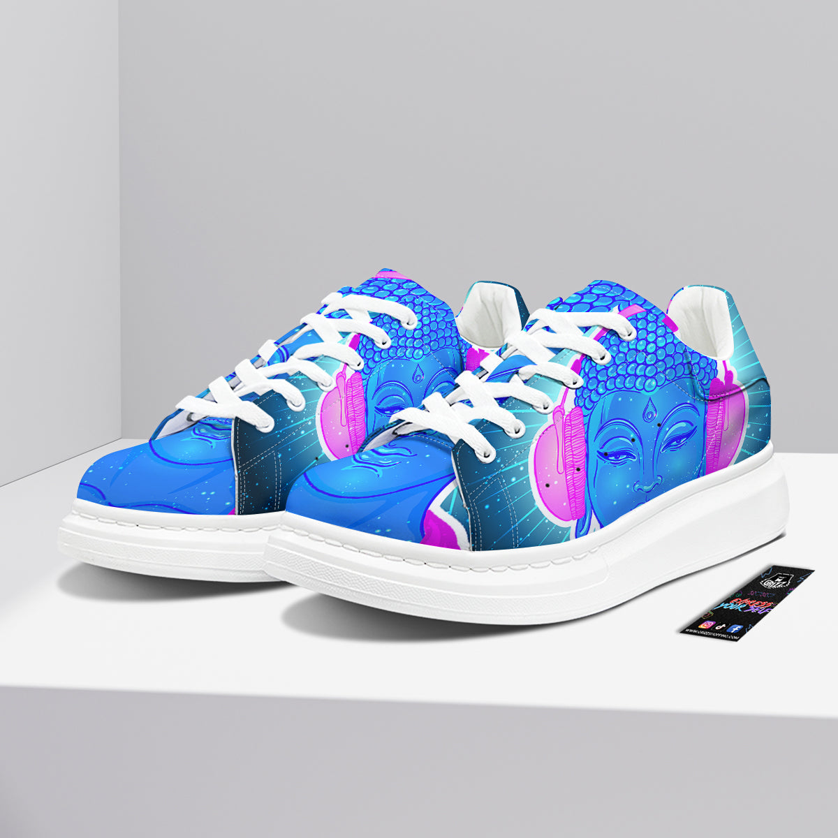 Buddha Psychedelic Print Platform Shoes-grizzshop