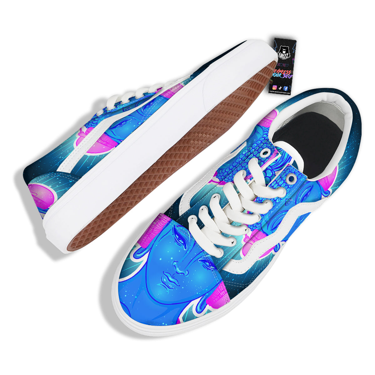 Buddha Psychedelic Print Skate Shoes-grizzshop
