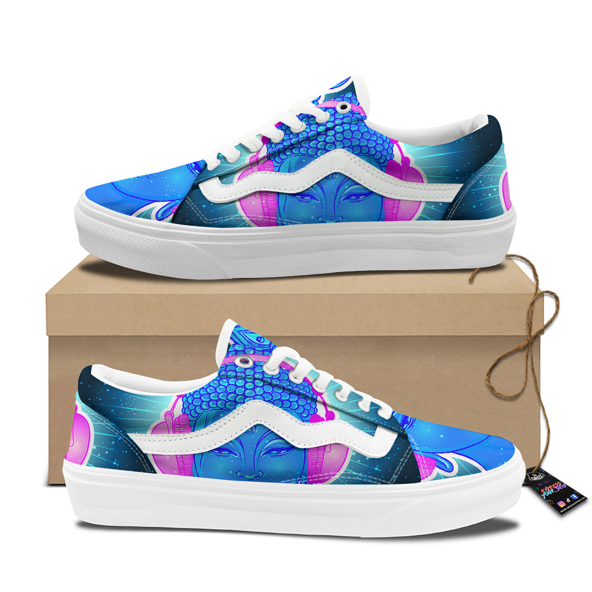 Buddha Psychedelic Print Skate Shoes-grizzshop