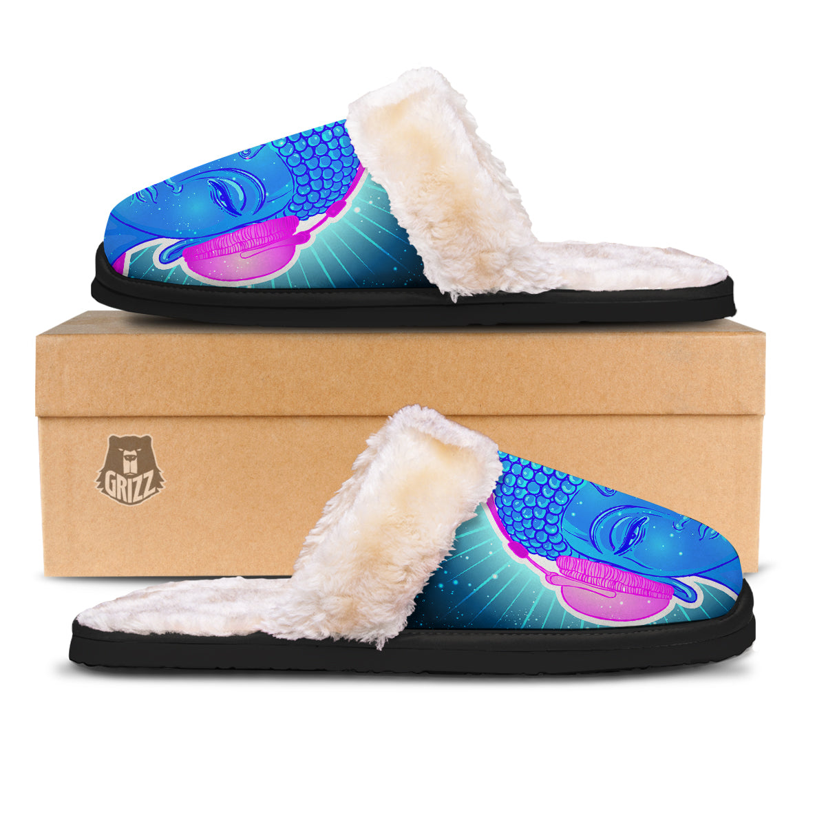 Buddha Psychedelic Print Slippers-grizzshop