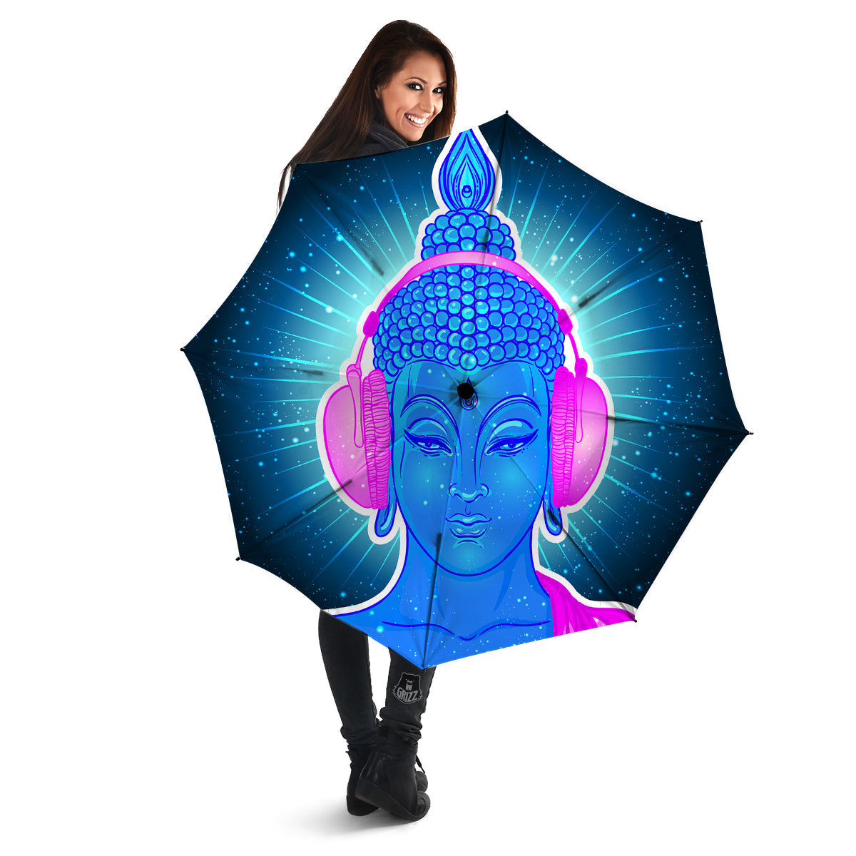 Buddha Psychedelic Print Umbrella-grizzshop