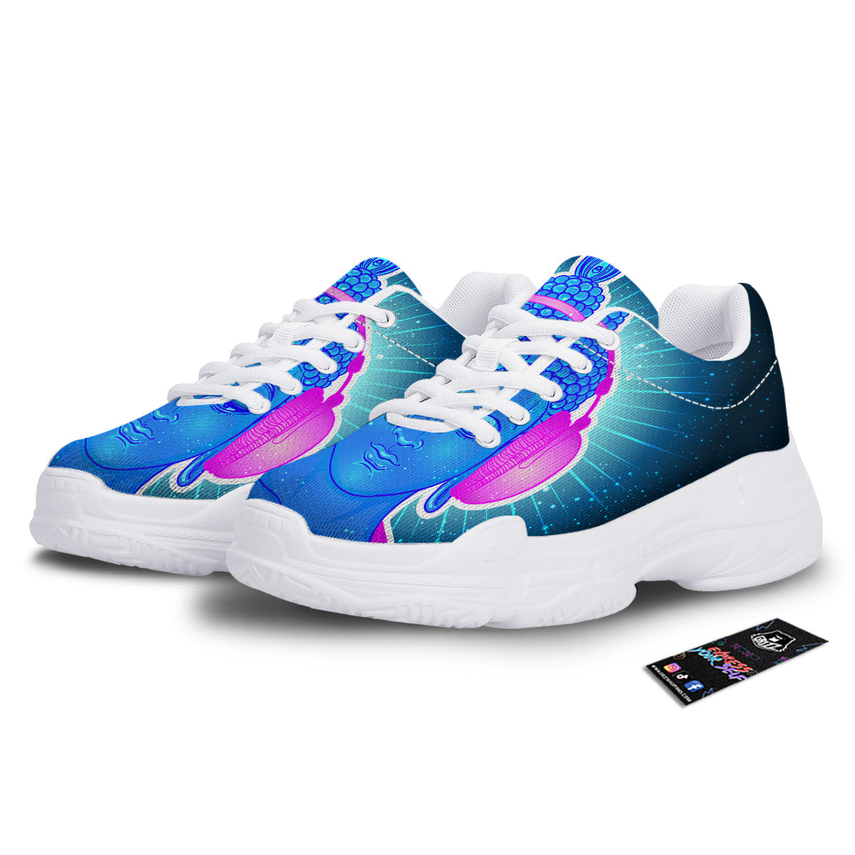 Buddha Psychedelic Print White Chunky Shoes-grizzshop
