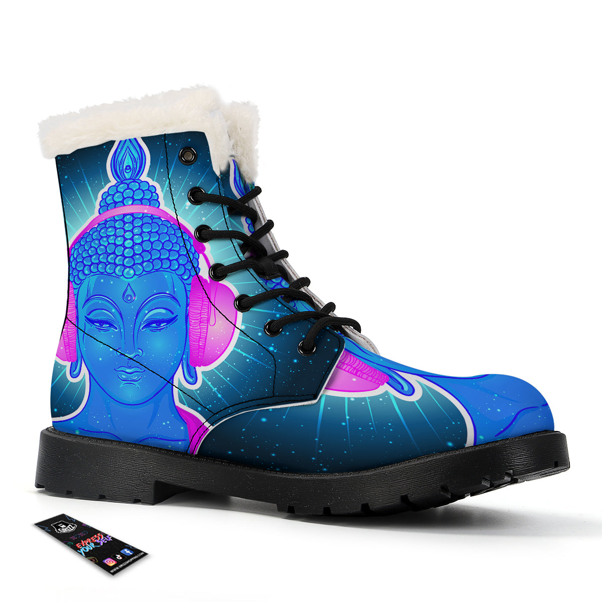 Buddha Psychedelic Print Winter Boots-grizzshop