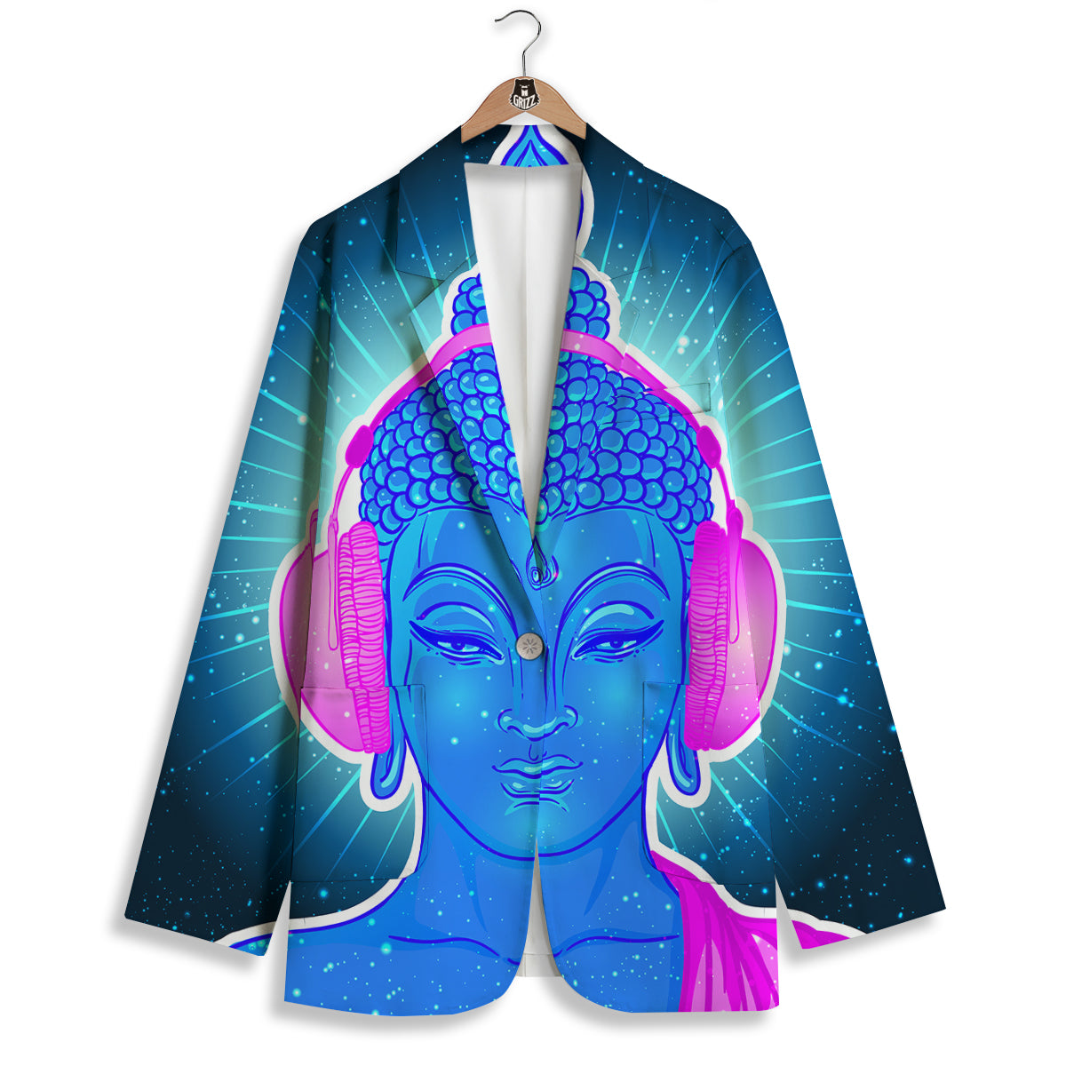 Buddha Psychedelic Print Women's Blazer-grizzshop