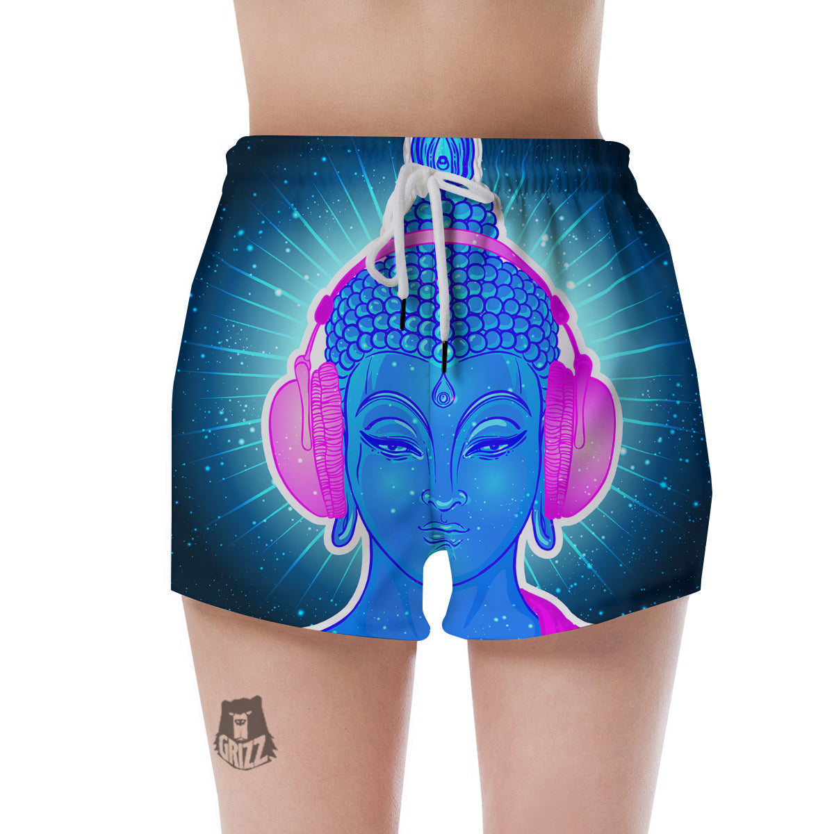 Buddha Psychedelic Print Women's Shorts-grizzshop