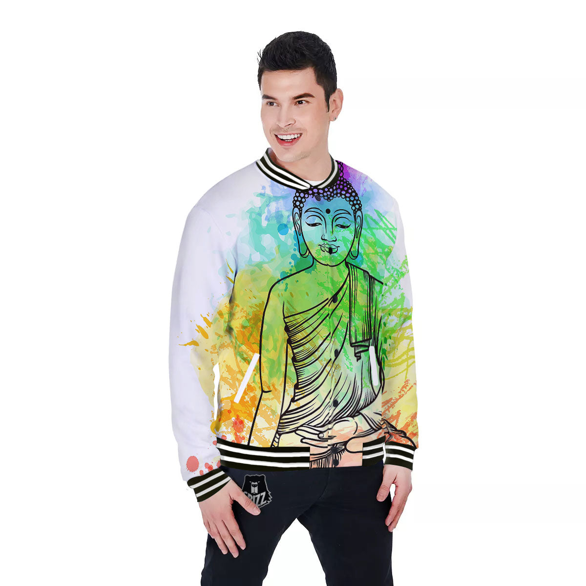 Buddha Reggae Print Baseball Jacket-grizzshop