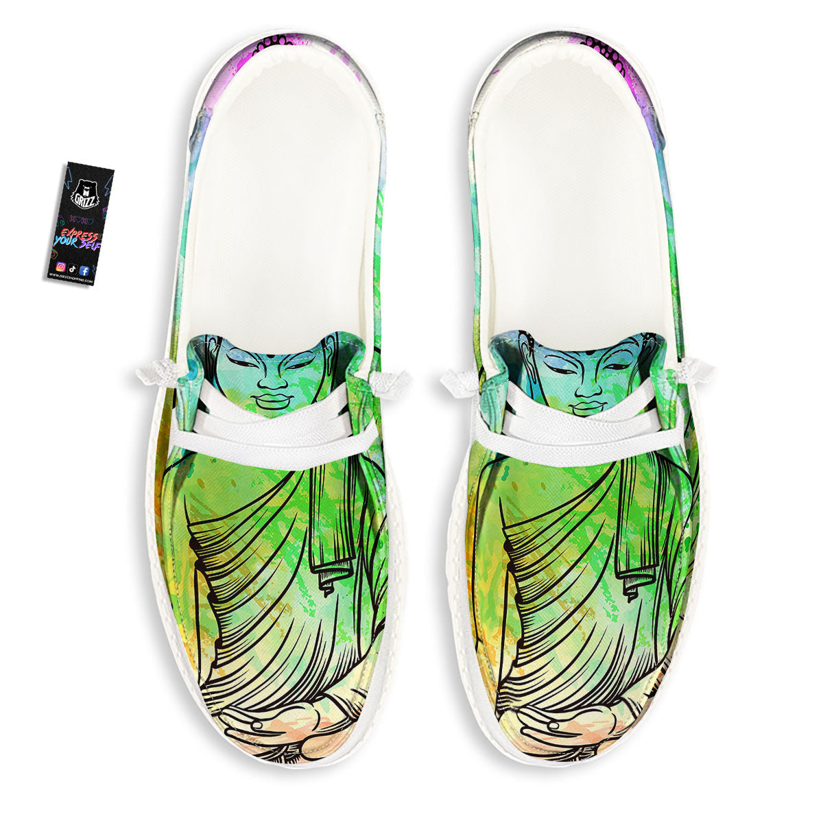 Buddha Reggae Print Black Loafers-grizzshop
