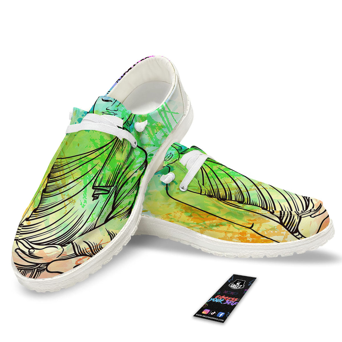 Buddha Reggae Print Black Loafers-grizzshop