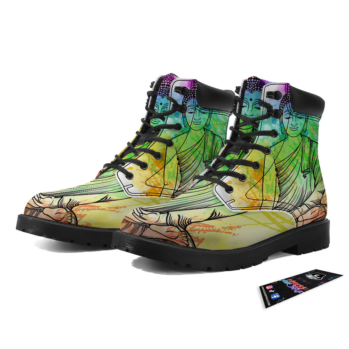 Buddha Reggae Print Boots-grizzshop