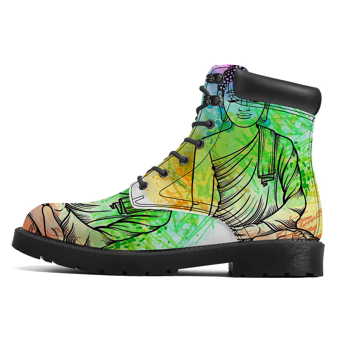 Buddha Reggae Print Boots-grizzshop