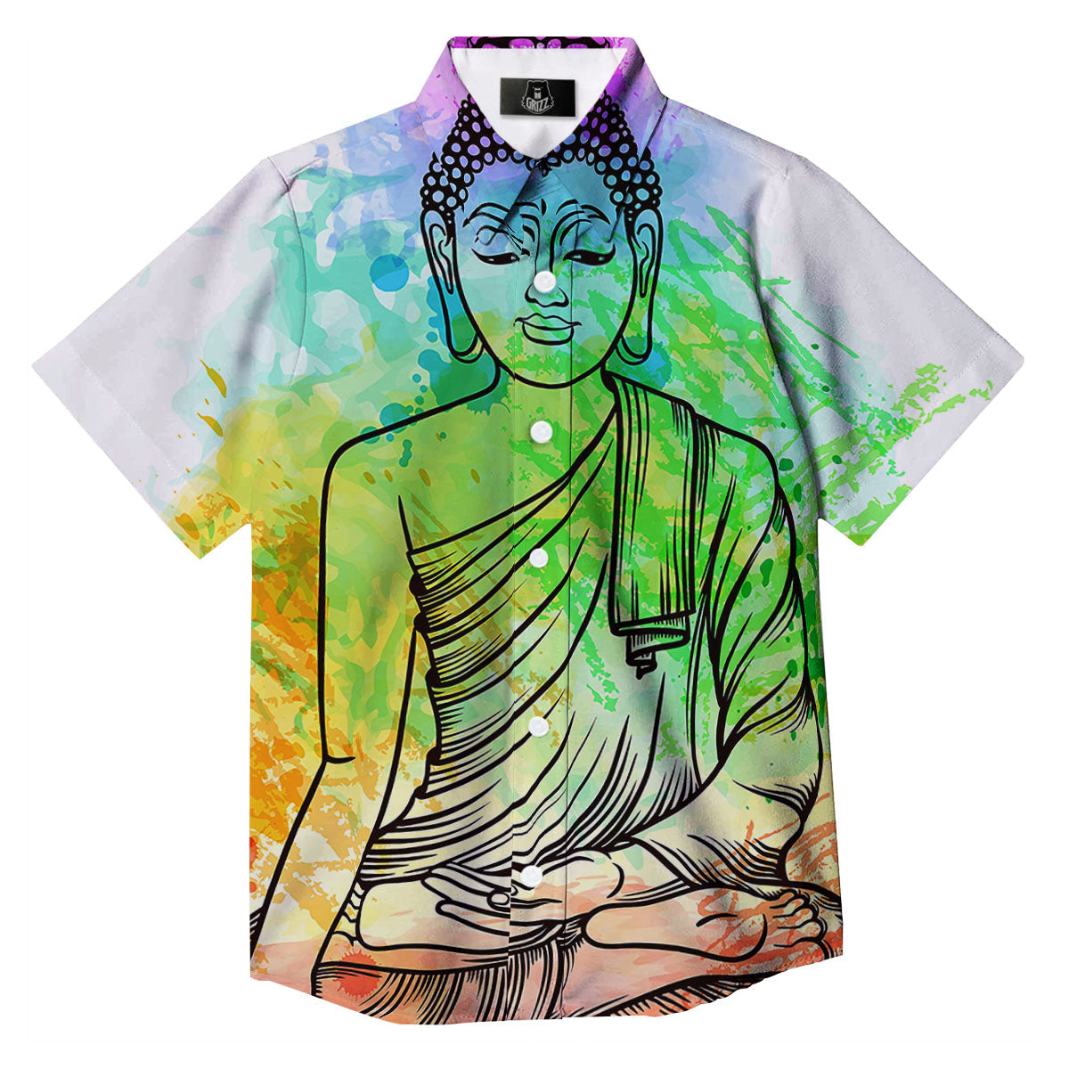 Buddha Reggae Print Button Up Shirt-grizzshop
