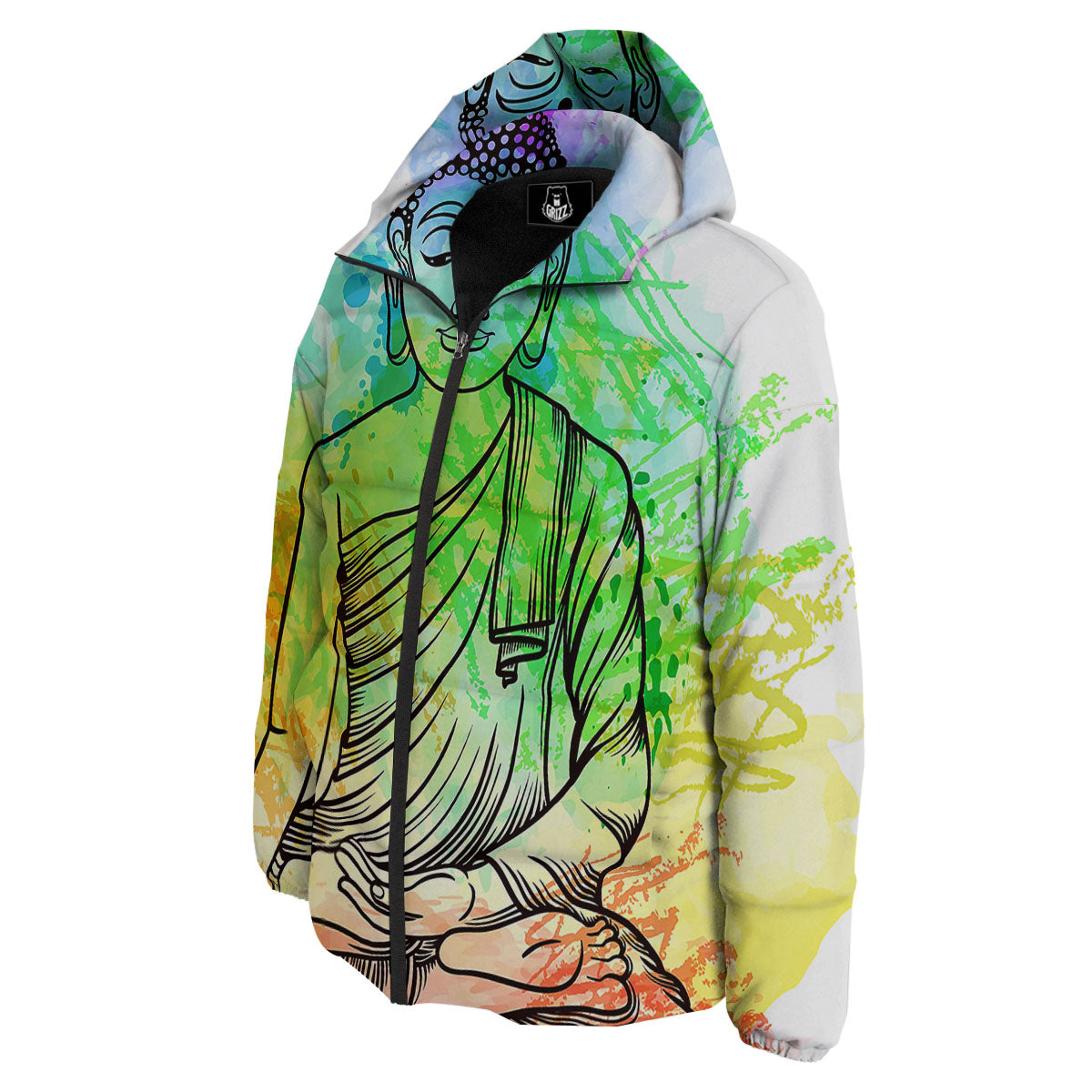 Buddha Reggae Print Down Jacket-grizzshop