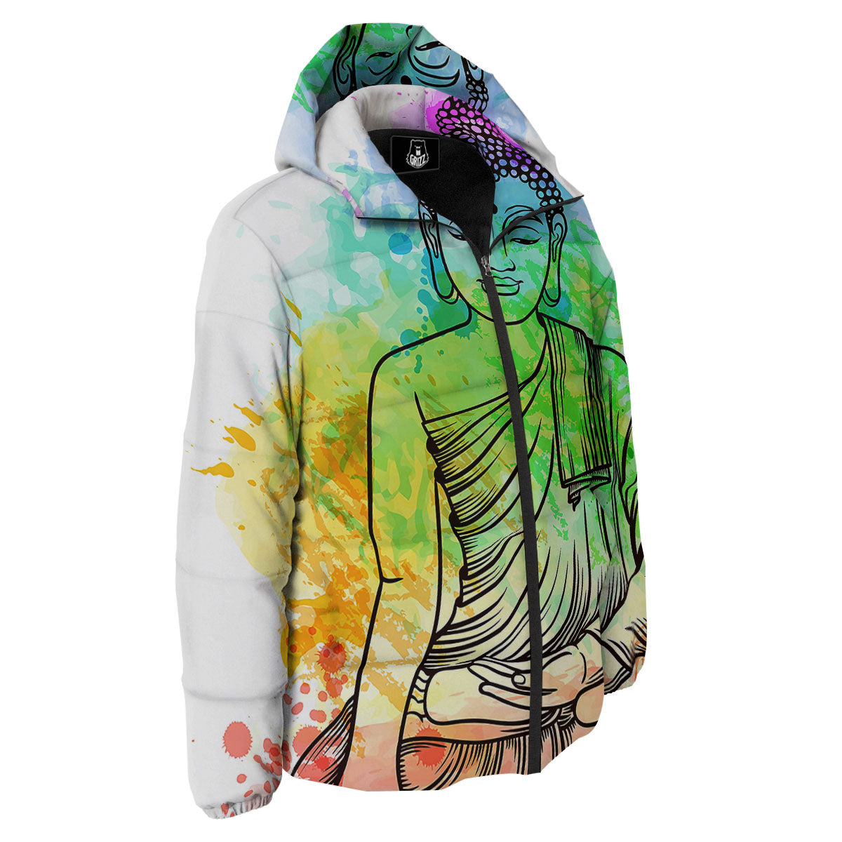 Buddha Reggae Print Down Jacket-grizzshop