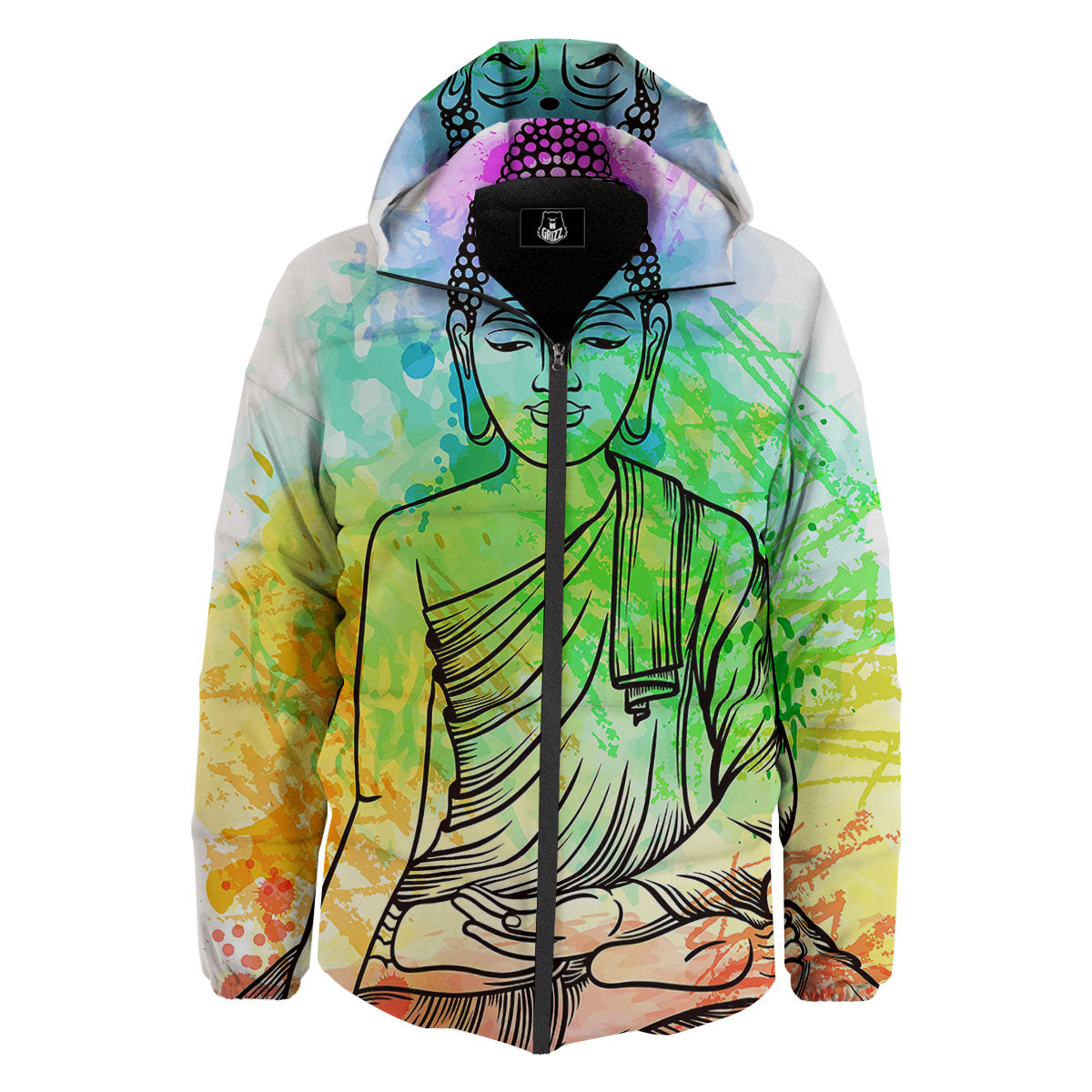 Buddha Reggae Print Down Jacket-grizzshop