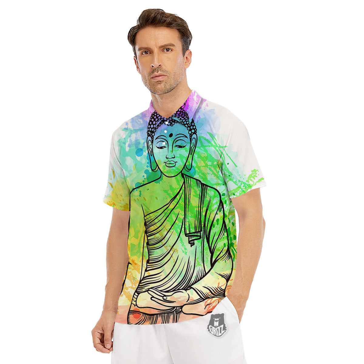 Buddha Reggae Print Men's Golf Shirts-grizzshop