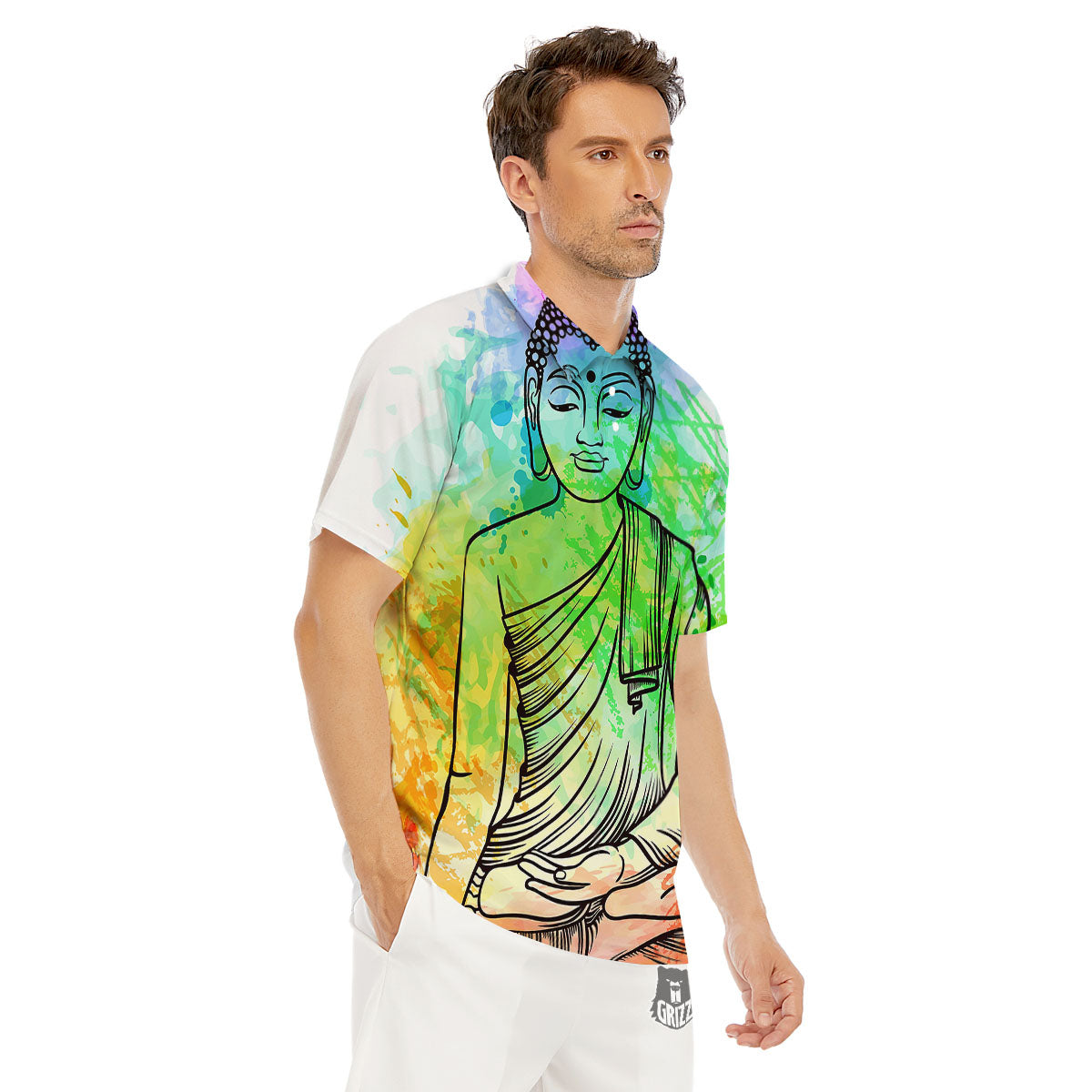 Buddha Reggae Print Men's Golf Shirts-grizzshop