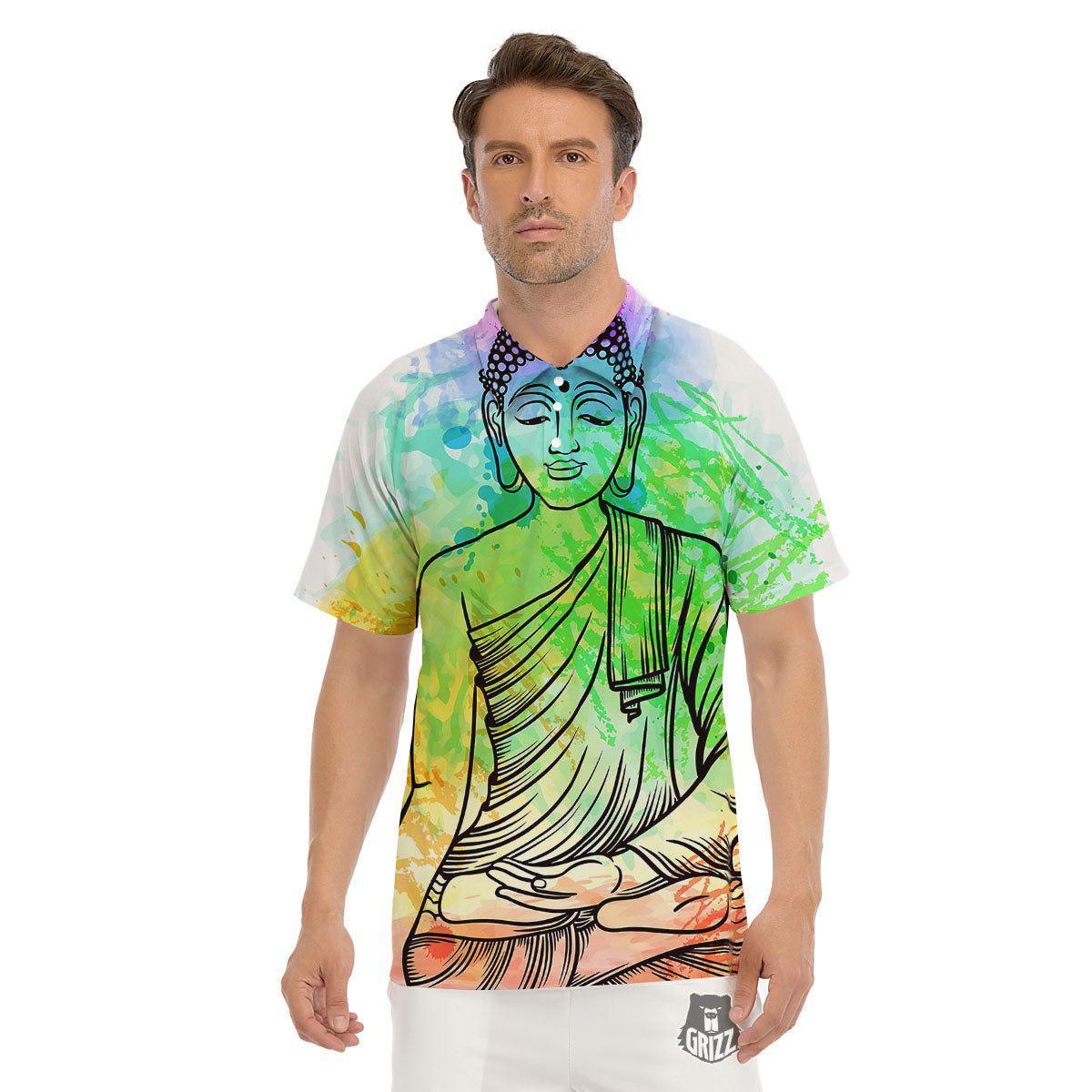 Buddha Reggae Print Men's Golf Shirts-grizzshop