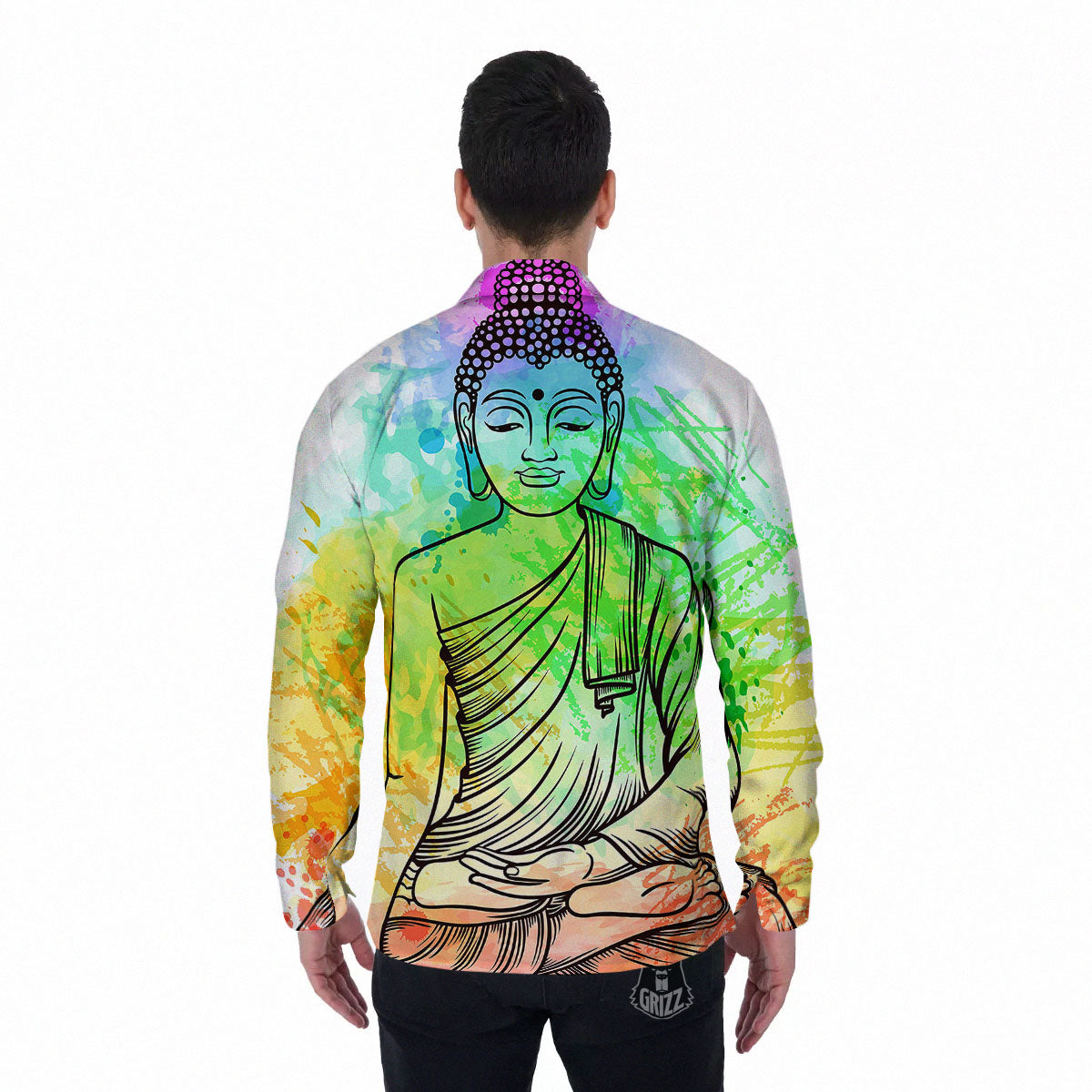 Buddha Reggae Print Men's Long Sleeve Shirts-grizzshop