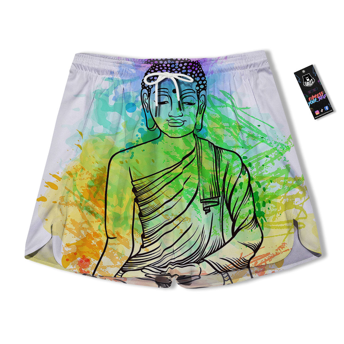 Buddha Reggae Print Men's Running Shorts-grizzshop