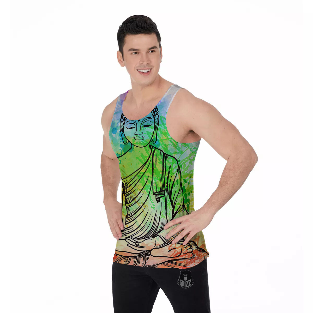 Buddha Reggae Print Men's Tank Top-grizzshop