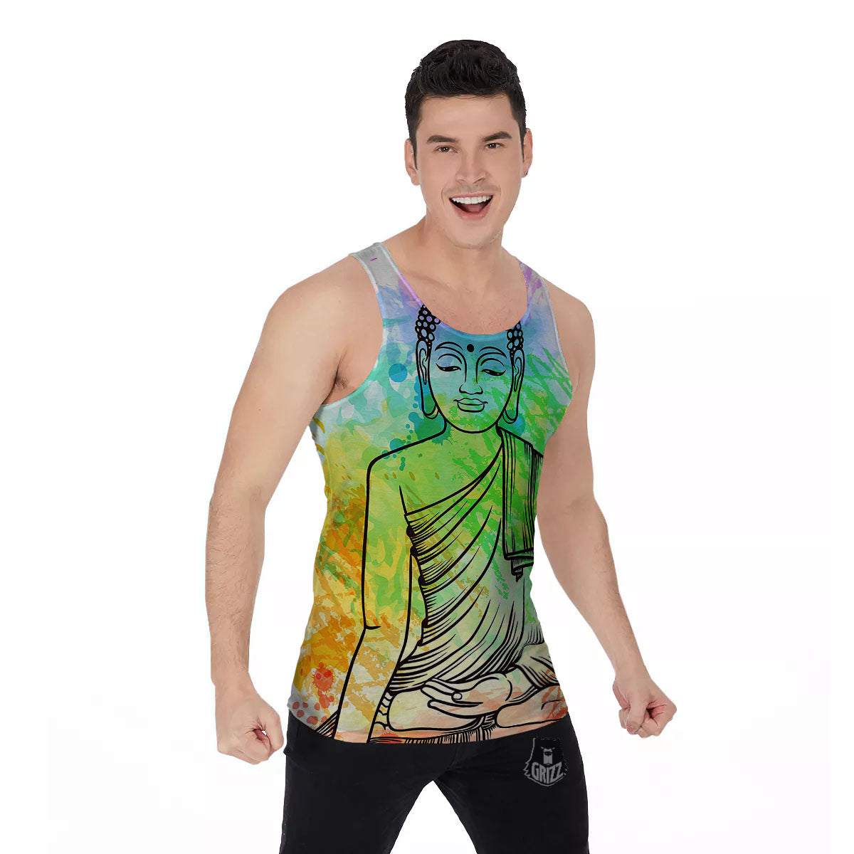 Buddha Reggae Print Men's Tank Top-grizzshop