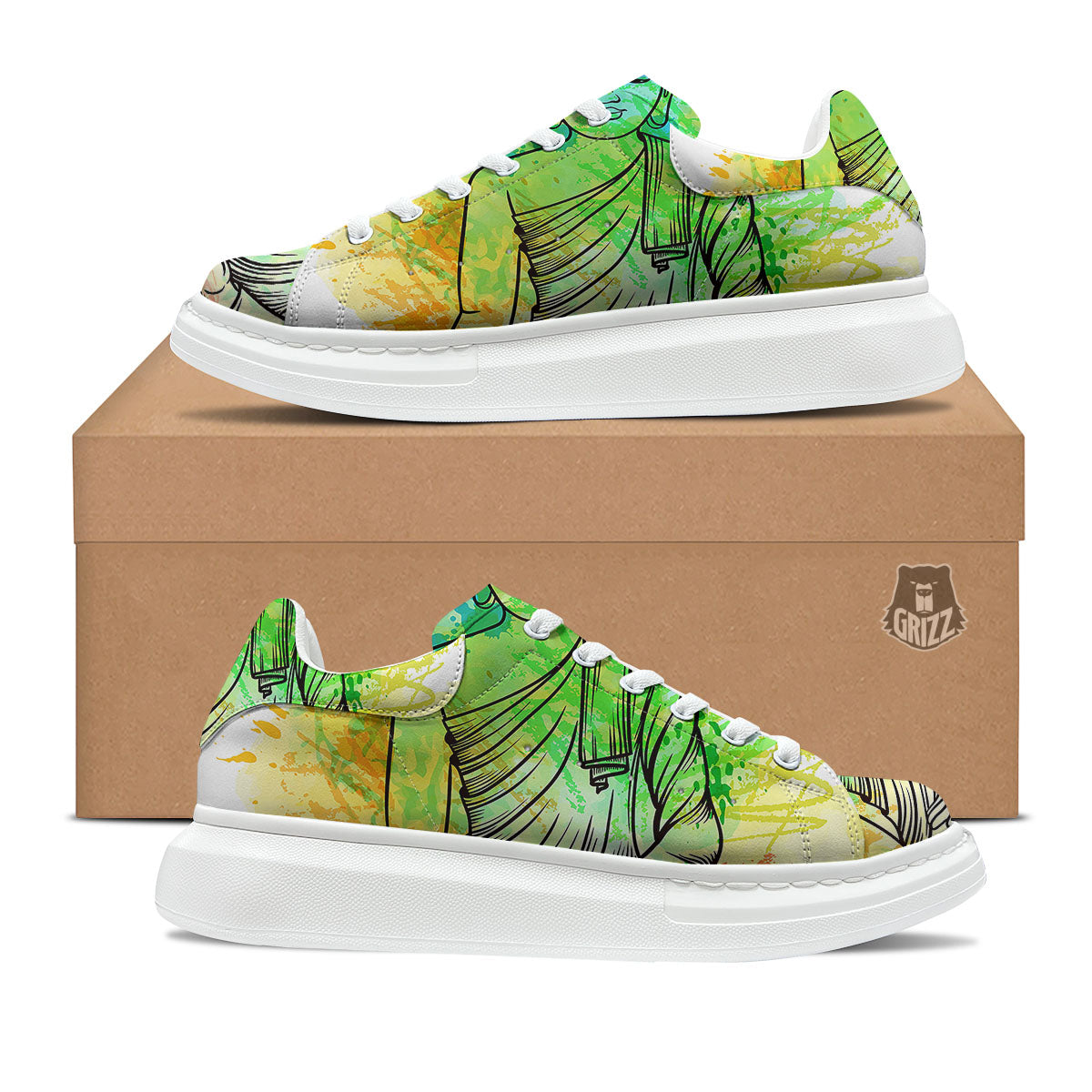 Buddha Reggae Print Platform Shoes-grizzshop