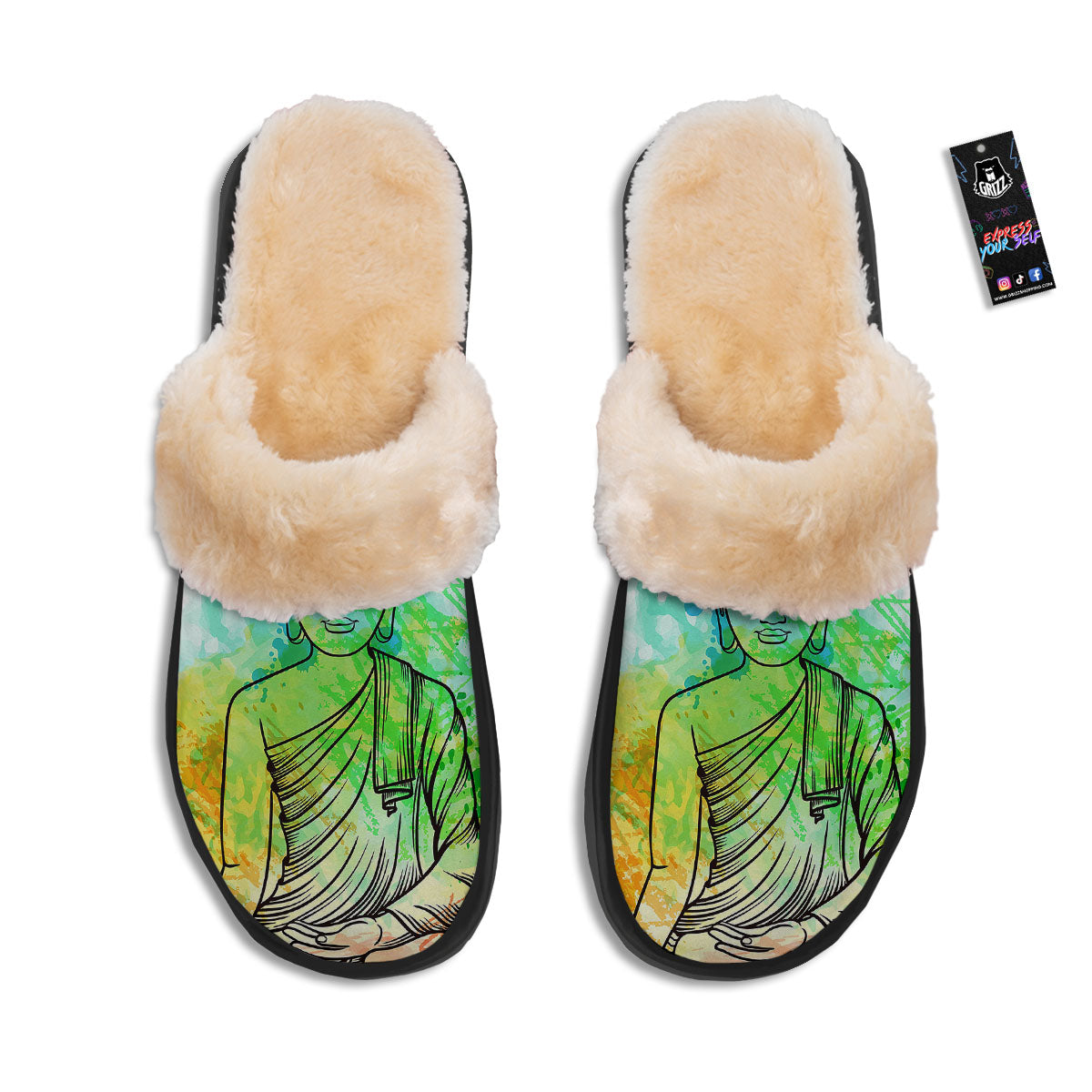Buddha Reggae Print Slippers-grizzshop