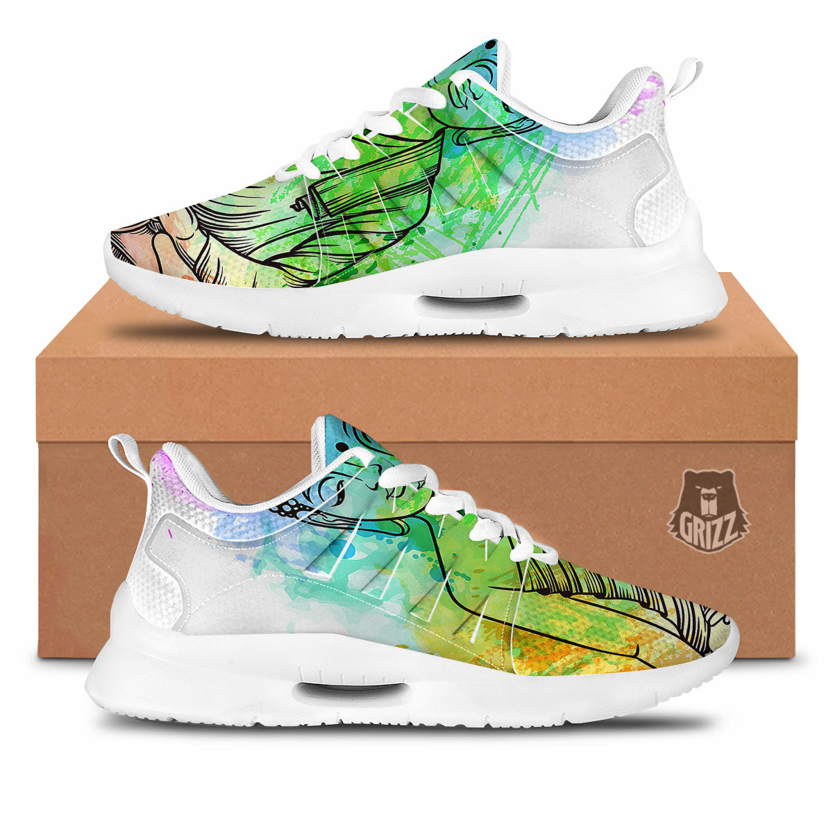 Buddha Reggae Print Tennis Shoes-grizzshop