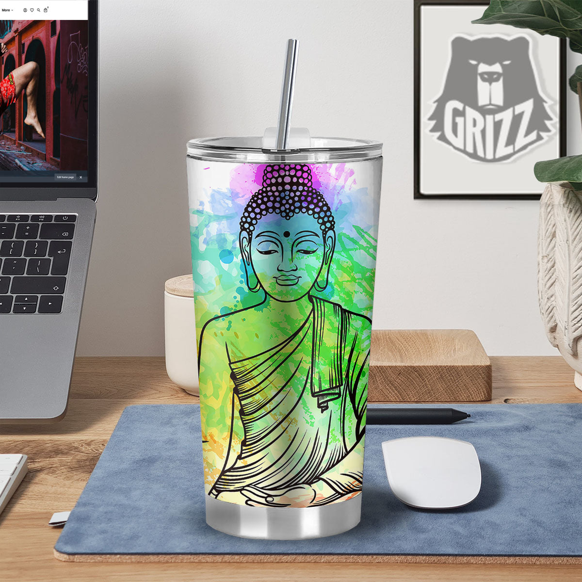 Buddha Reggae Print Tumbler-grizzshop