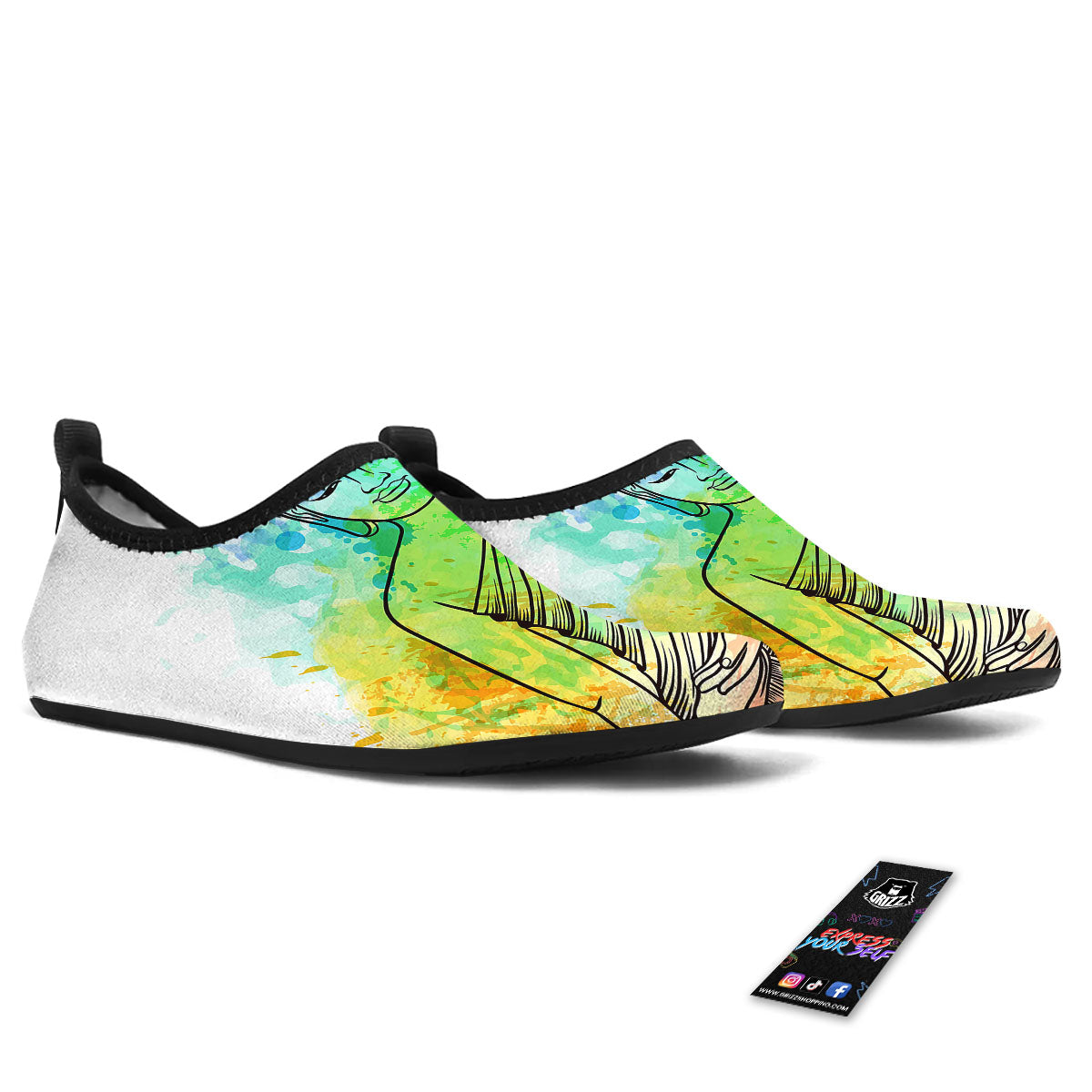 Buddha Reggae Print Water Shoes-grizzshop