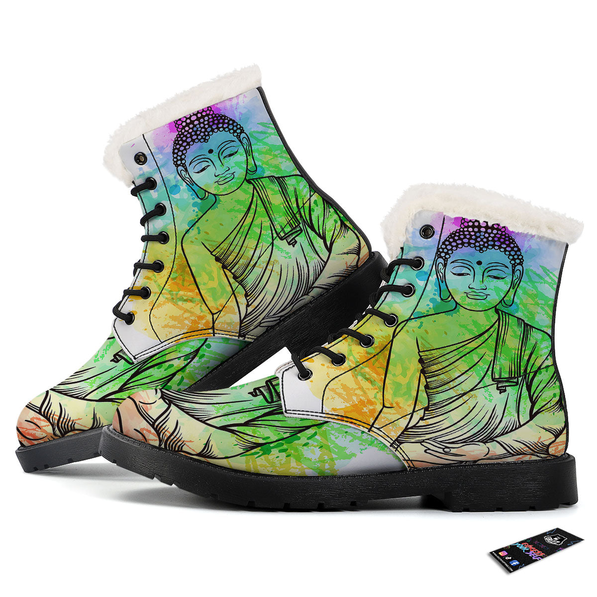 Buddha Reggae Print Winter Boots-grizzshop