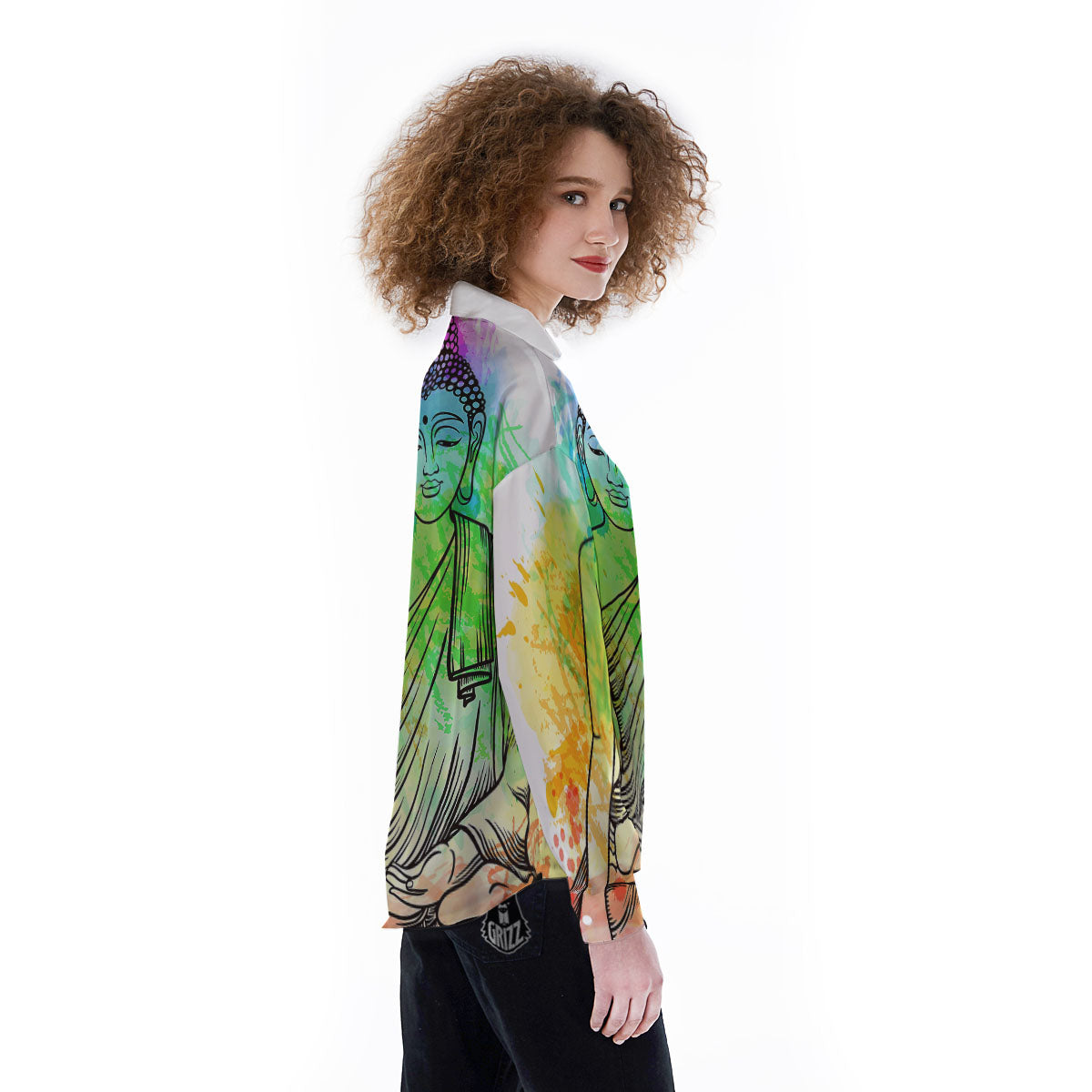 Buddha Reggae Print Women's Long Sleeve Shirts-grizzshop
