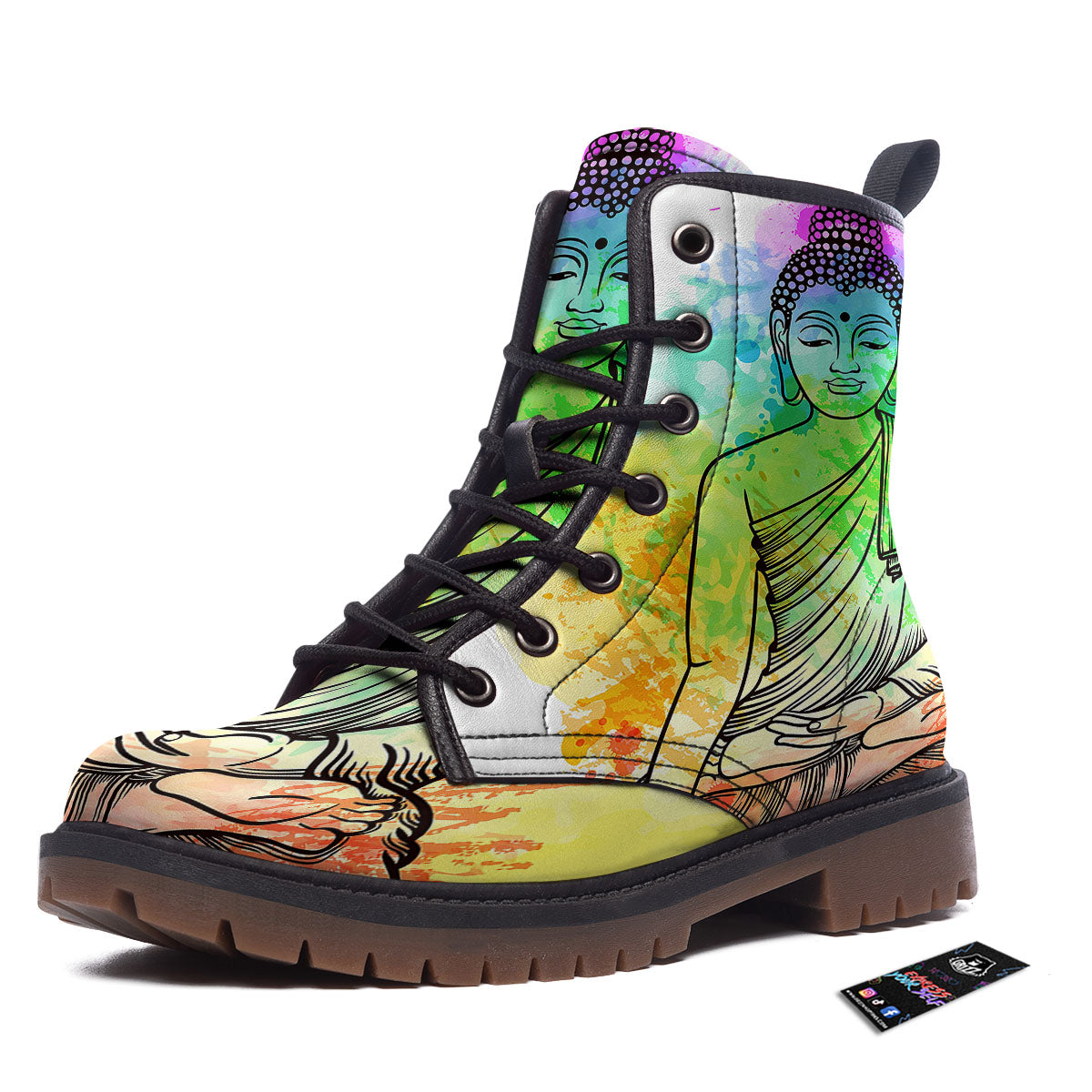 Buddha Reggae Print Work Boots-grizzshop