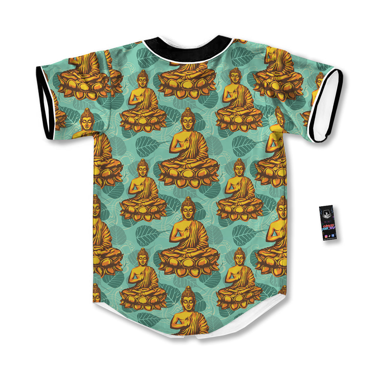 Buddha Sits On The Leaf Print Pattern Baseball Jersey-grizzshop