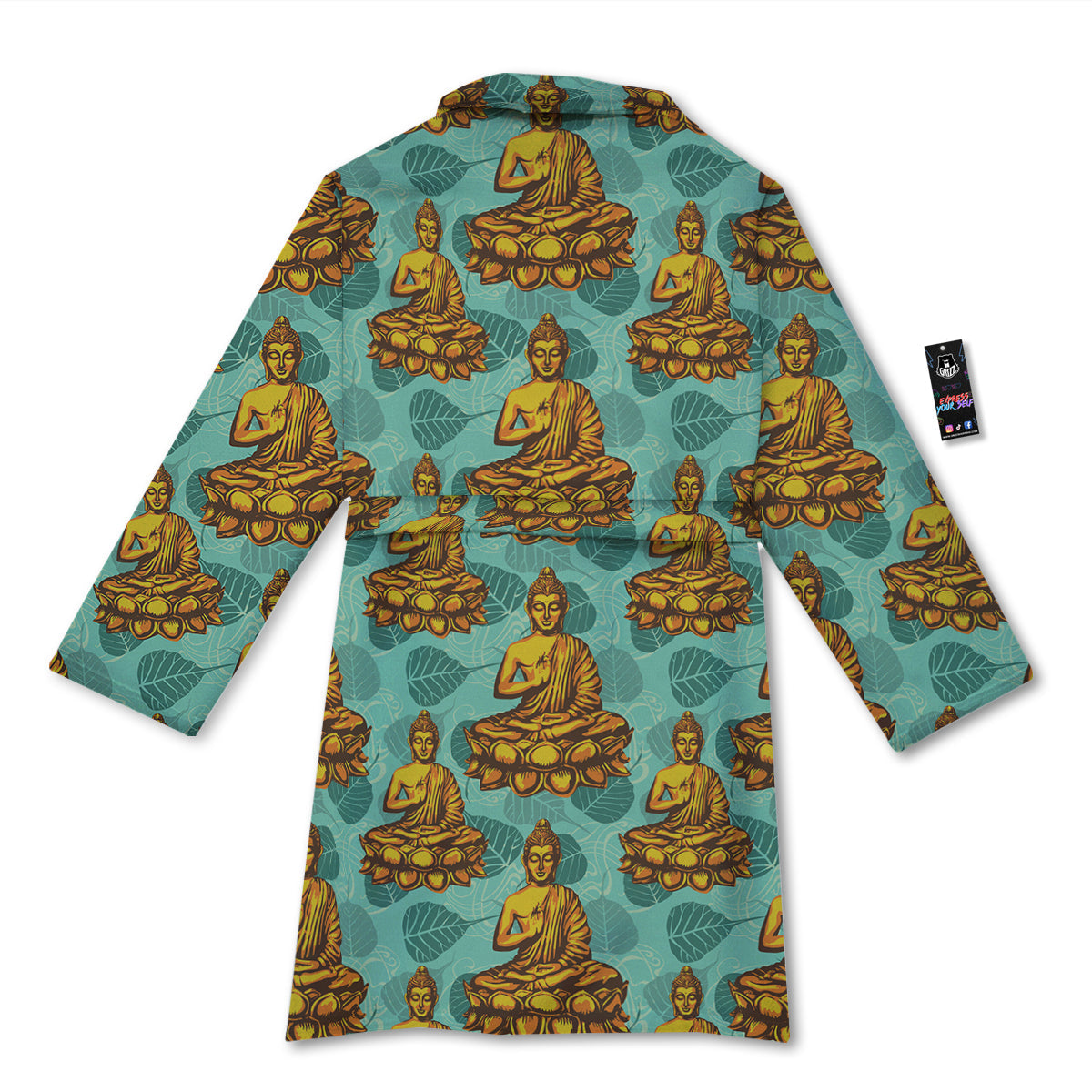 Buddha Sits On The Leaf Print Pattern Bathrobe-grizzshop