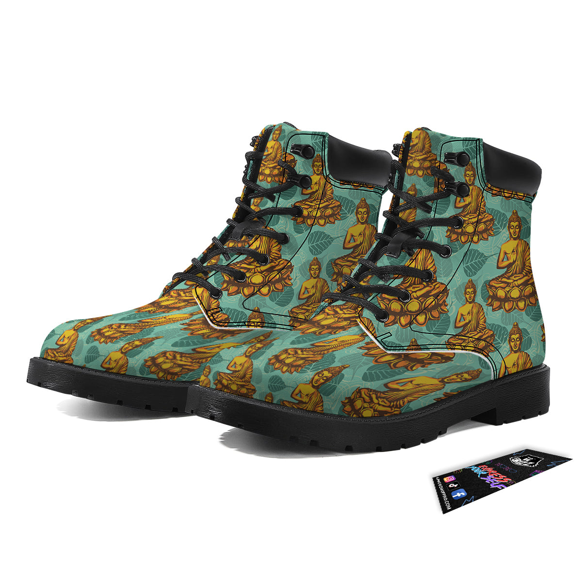 Buddha Sits On The Leaf Print Pattern Boots-grizzshop