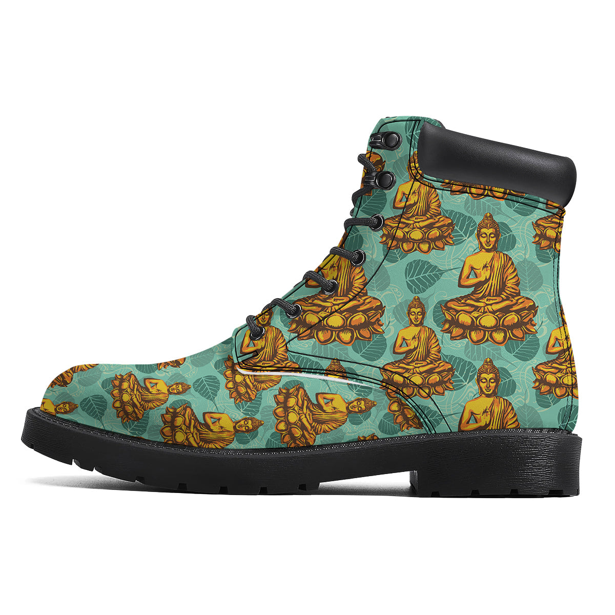 Buddha Sits On The Leaf Print Pattern Boots-grizzshop