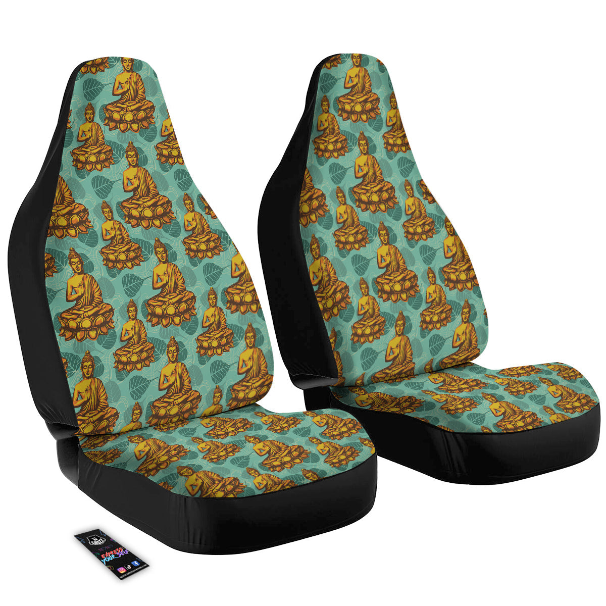 Buddha Sits On The Leaf Print Pattern Car Seat Covers-grizzshop